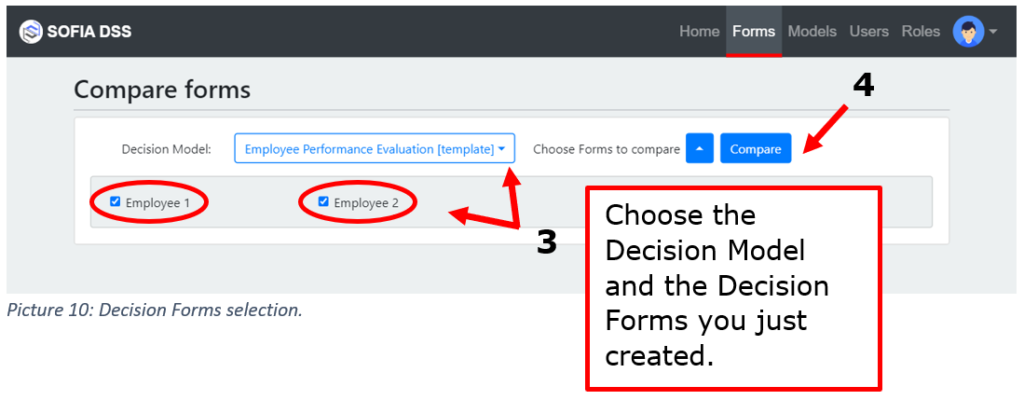10. forms selection A tutorial about creating SOFIA DSS decision forms that compare 2 employees